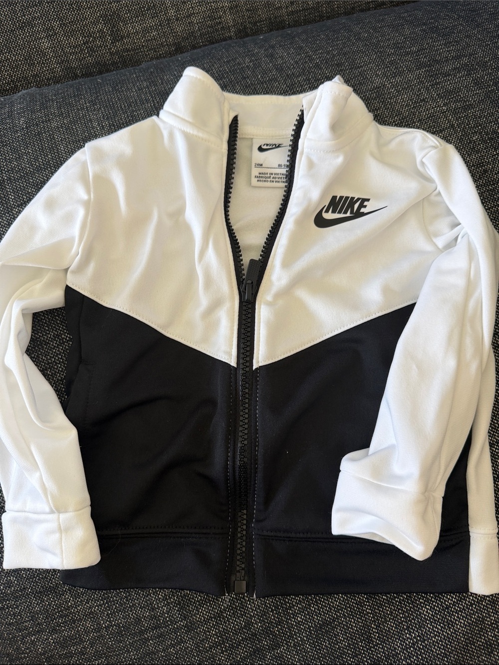 Nike Kids Black and White Zip-Up Jacket